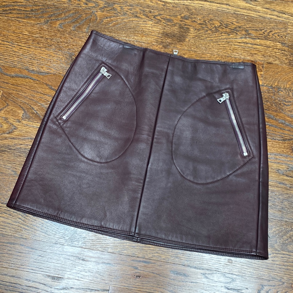 Burgundy Leather Skirt